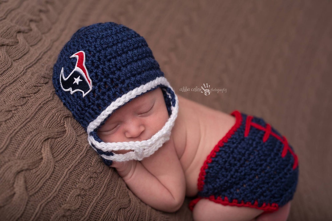 Football Team Crochet Baby Houston Texans Helmet & Diaper - Etsy