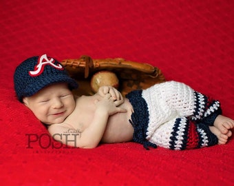 Baby Boy baseball  -  Crochet Baseball cap and pants - Baby Baseball outfit,  -crochet baby shower gift - newborn baseball - baseball team