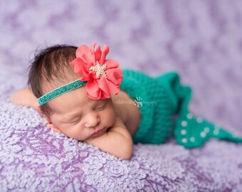 3-teiliges Neugeborenen-Fotografie-Set – Meerjungfrau-Outfit Mit Schwanz, BH Und Stirnband, Handgehäkelt, 0-6 Monate, Perfekt Für Babyfotos