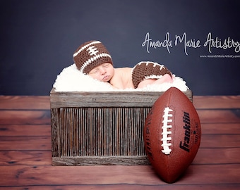 Football Team ,Crochet baby boy Hat & Diaper Cover- Baby Football outfit- crochet baby shower gift - newborn photography prop. newborn