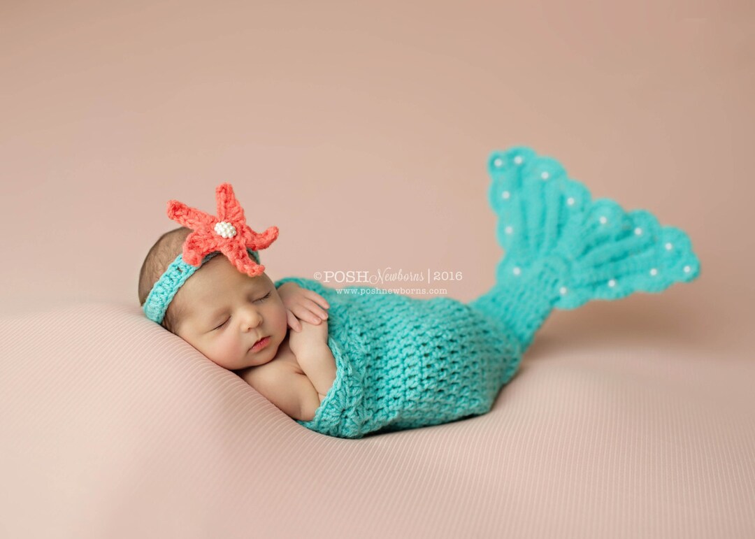 Mermaid Princess Crochet Newborn Mermaid Tail & Starfish - Etsy