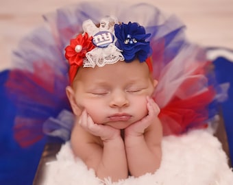 New York Giants -- Baby girl outfit -- Football tutu and headband -- Newborn New York Giants--- NY GIANTS  photo prop-- football team