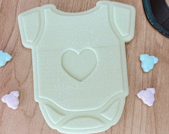 Baby Onesie Cookie, Fondant Clay Cutter and Embosser Set (2), Baby Shower Fondant Stamp and Cutter, Baby Embosser/Debosser