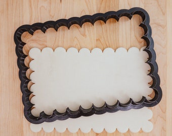 Giant Scalloped Rectangle Plaque 8.5" Cookie Fondant Clay Cutter