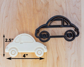 Car, Vintage Toy Car Detailed Cookie, Fondant or Clay Cutter Stamp, Cartoon Car Cutter, Beetle Car Cutter