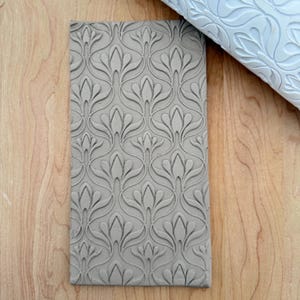 Art Deco Flower Texture Roller: Clay, Pottery Embosser (9" and 5")