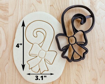 Lilaloa Candy Cane With a Bow Cookie Cutter or Fondant Cutter and Clay ...