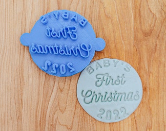 Baby's First Christmas, 1st Christmas Cookie Stamp, Fondant Stamp, Clay Stamp Embosser