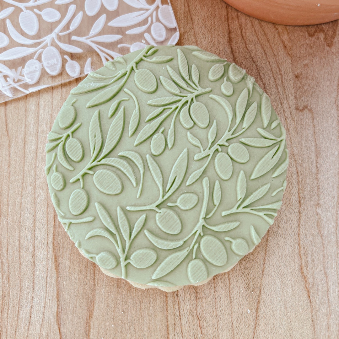 Olive Leaf Drawing Fondant Cookie Embosser Stamp, Olive Branch Fondant
