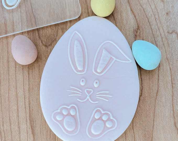 Easter Bunny with Feet Cookie, Fondant, or Clay Stamp Embosser, Easter Cupcake Topper, Bunny Easter Stamp or Embosser/Debosser