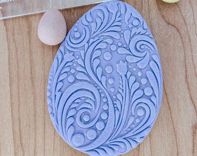 Easter Egg Cookie, Fondant, or Clay Stamp Embosser, Easter Cupcake Topper, Fancy Decorated Easter Stamp or Embosser/Debosser