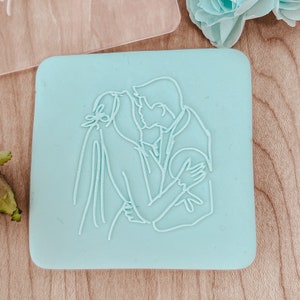 Embosseuse à biscuits fondant pour les mariés, embosseuse pour shower de mariage, embosseuse pour fête de mariage, décoration de mariage, EVJF avec emporte-pièce 2,5 pouces