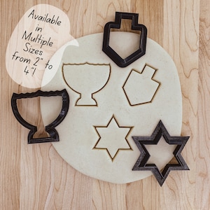 4 Inch Hanukkah Cookie Cutter Set Menorah, Star of David, Dreidel