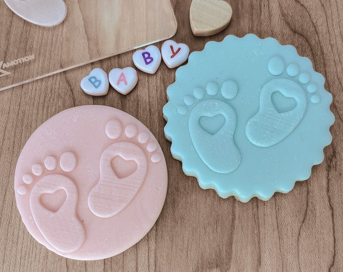 Baby Fondant Embosser Stamp, Baby Feet, Baby Shower Fondant Stamp, Gender Reveal Embosser, Baby Cookie Decor