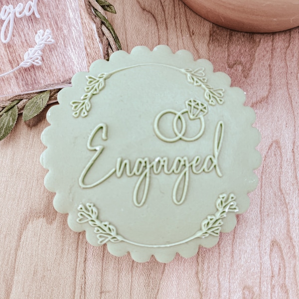 Engagement Fondant Cookie Embosser, Bridal Shower Fondant Stamp, Engagement Party Embosser, Wedding Cookie Decor, Bachelorette Party