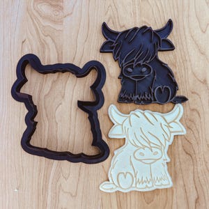 Juego de sellos y cortadores de vaca de las Tierras Altas: Diseño de vaca peluda escocesa imagen 1
