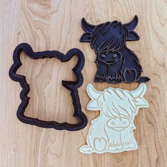Highland Cow Stamp and Cutter Set: Scottish Hairy Coo Design