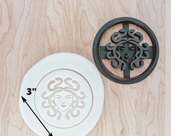 Medusa Head Cookie, Fondant, Clay Stamp Cutter, the Female Gaze Cookie, Snake Cookie