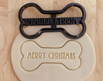 Merry Christmas Dog Bone Cutter, Dog Biscuit, Personalized Doggie Treat