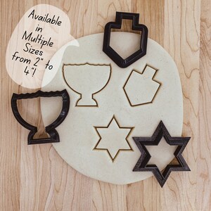 Hanukkah Mini Cookie Cutter Set Menorah, Star of David, Dreidel
