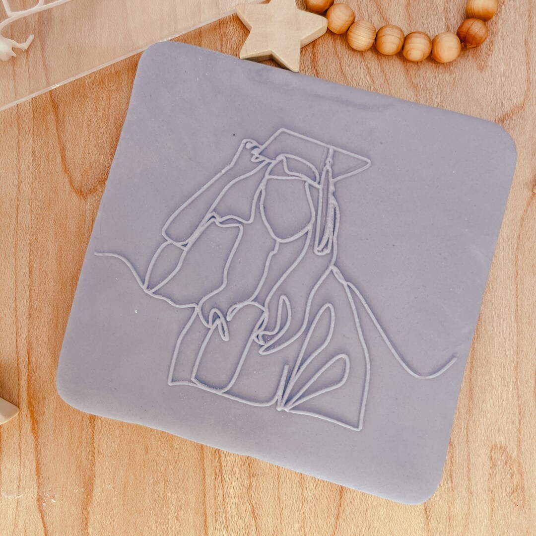 Graduation Fondant Embosser Stamp female, Cap and Gown Fondant Stamp ...