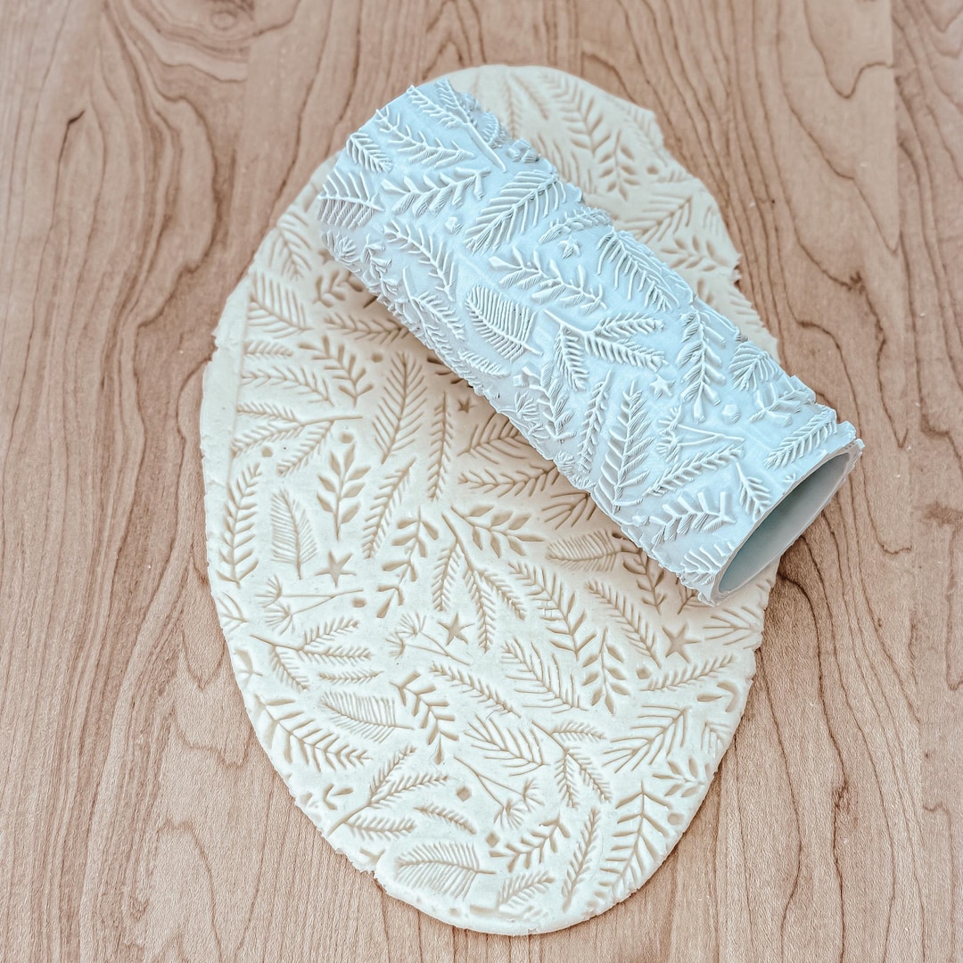 Holiday Greenery Texture Roller Stamp INDENTED Design (9" or 5") - Etsy