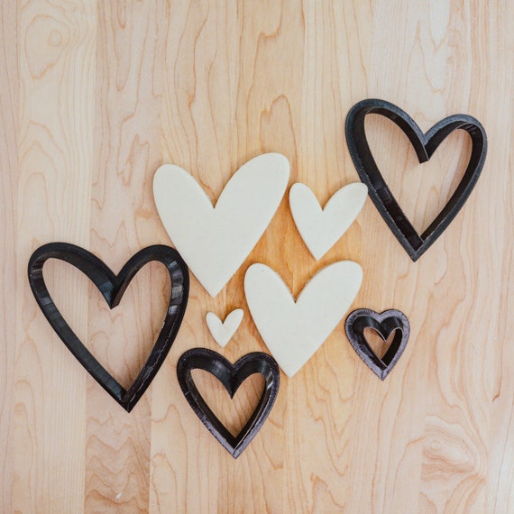 One Heart 4 Sizes Modern Heart Shape, Boho Heart Cookie Cutter Set 4,  Fondant Cutter, Clay Cutter 