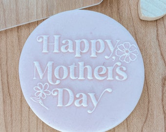 Happy Mother's Day 80s Font Cookie Embosser Stamp, Mother Fondant Stamp or Embosser, Mother's Day Cookie Decorating (outbosser debosser)