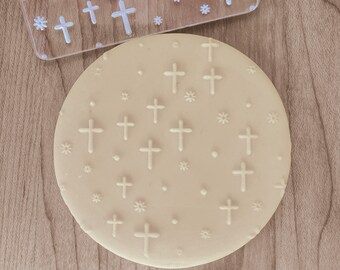 Cross Baptism, First Communion, Confirmation Background Fondant Embosser, Stylized Cross Clay Stamp, Religious Cookie (outbosser debosser)