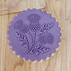 Thistle Fondant Cookie Embosser Stamp, Scottish Fondant Stamp or Embosser, Scotland Thistle Flower Cookie (outbosser debosser)