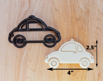 Car, Vintage Police Toy Car Detailed Cookie, Fondant or Clay Cutter Stamp, Cartoon Police Car Cutter, Beetle Police Car Cutter