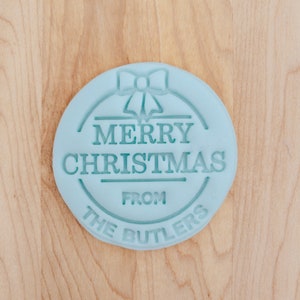 Merry Christmas Personalized Wreath Stamp With or Without Cookie Cutter