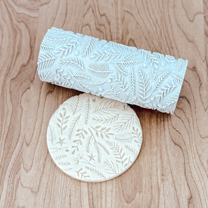 Holiday Greenery Texture Roller Stamp INDENTED Design (9" or 5") - Etsy