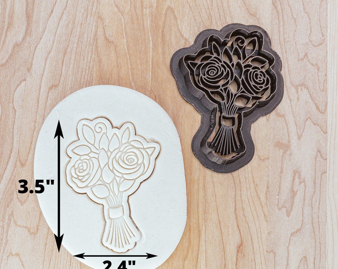 Floral Bouquet Style 2 Detailed Cookie, Fondant or Clay Cutter, Rose Flower Cutter, Floral Cookie, Spring Flower Cookies