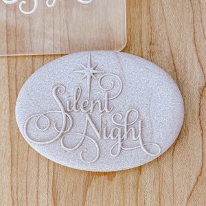 Silent Night Fondant Cookie Embosser, Christmas Eve Fondant Embosser, Winter Cookie Gift Decor (outbosser debosser) with Cutter