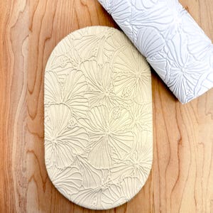 Tropical Flower Texture Roller Embosser for Clay, Pottery RAISED Design (9" or 5")