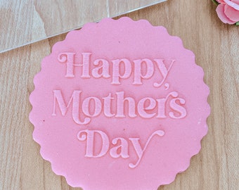 Happy Mother's Day 80s Font Plain Cookie Embosser Stamp, Mother Fondant Stamp, Mother's Day Cookie Decorating (outbosser debosser)