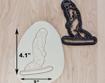 Snowboarder Cookie Cutter, Clay Cutter, Fondant Cutter, Snowboarding Detailed Embosser, Snow Sports Cutter