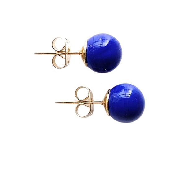 Orecchini a perno Palla di Murano - Blu reale