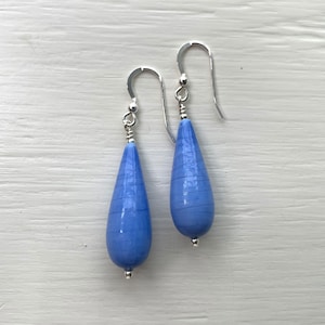 Diana Ingram earrings with speckled red /& gold Murano glass long pear drops on Sterling Silver or 22 Carat gold vermeil shepherds hooks