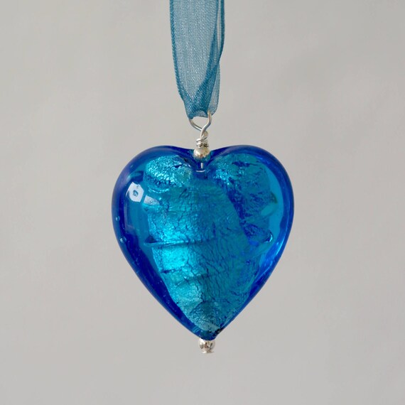 30mm Murano Glass Extra Large Heart Blue Diana Ingram Necklace With Turquoise Pendant Complimentary Organza Ribbon On Silver Necklaces Pendants - Extra Large Turquoise Pendant 30mm Murano Glass Extra Large Heart Blue Diana Ingram Necklace With Turquoise Pendant Complimentary Organza Ribbon On Silver Necklaces Pendants - Extra Large Turquoise Pendant