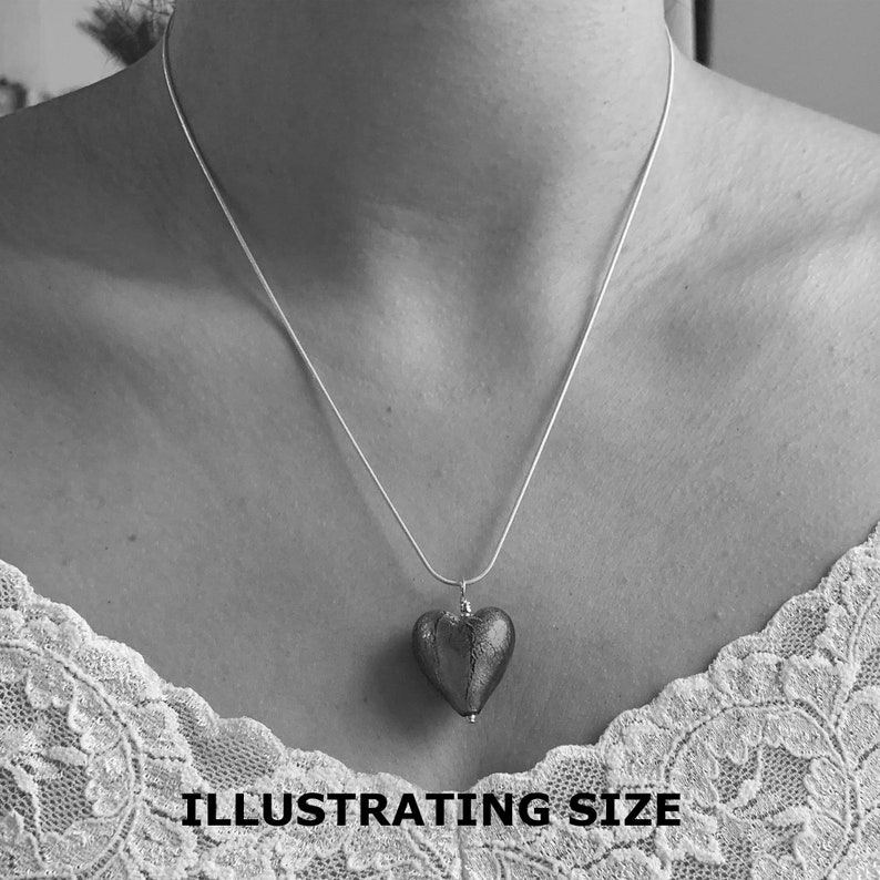 Diana Ingram necklace with red Murano glass medium heart pendant on Sterling Silver snake chain