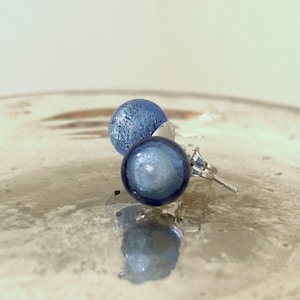 Diana Ingram earrings with cornflower blue Murano glass sphere (round) studs on surgical steel posts
