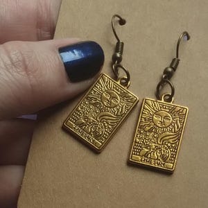 Pendientes Carta Tarot el Sol  - Bronce dorado