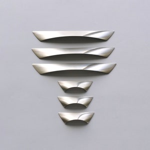 Set of 6 Modern Brushed Nickel Cup Cabinet Pulls. Brushed Nickel Cup Handle. Contemporary Drawer Pull. Silver Kitchen Cabinet Pull 824/