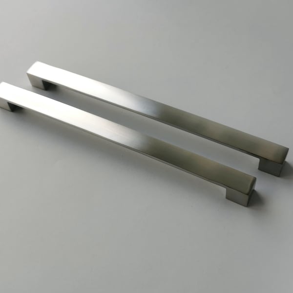 Set of 2 Extra Large Silver Pulls. Modern Silver Kitchen Cabinet Pull. Contemporary Drawer Pull 8254