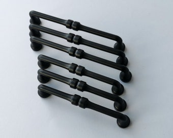 Set of 6 Modern Black Cabinet Pull. Black Cabinet Hardware. Drawer Handle. Drawer Pull. Cabinet Hardware. Kitchen Cabinet Pull 7341/2