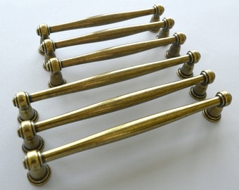 Set of 6 Brass Finish Cabinet Handle. Bohemian Hardware. Brass Finish Drawer Handle. Drawer Pull. Cabinet Pulls. Brass Dresser Handle 611/