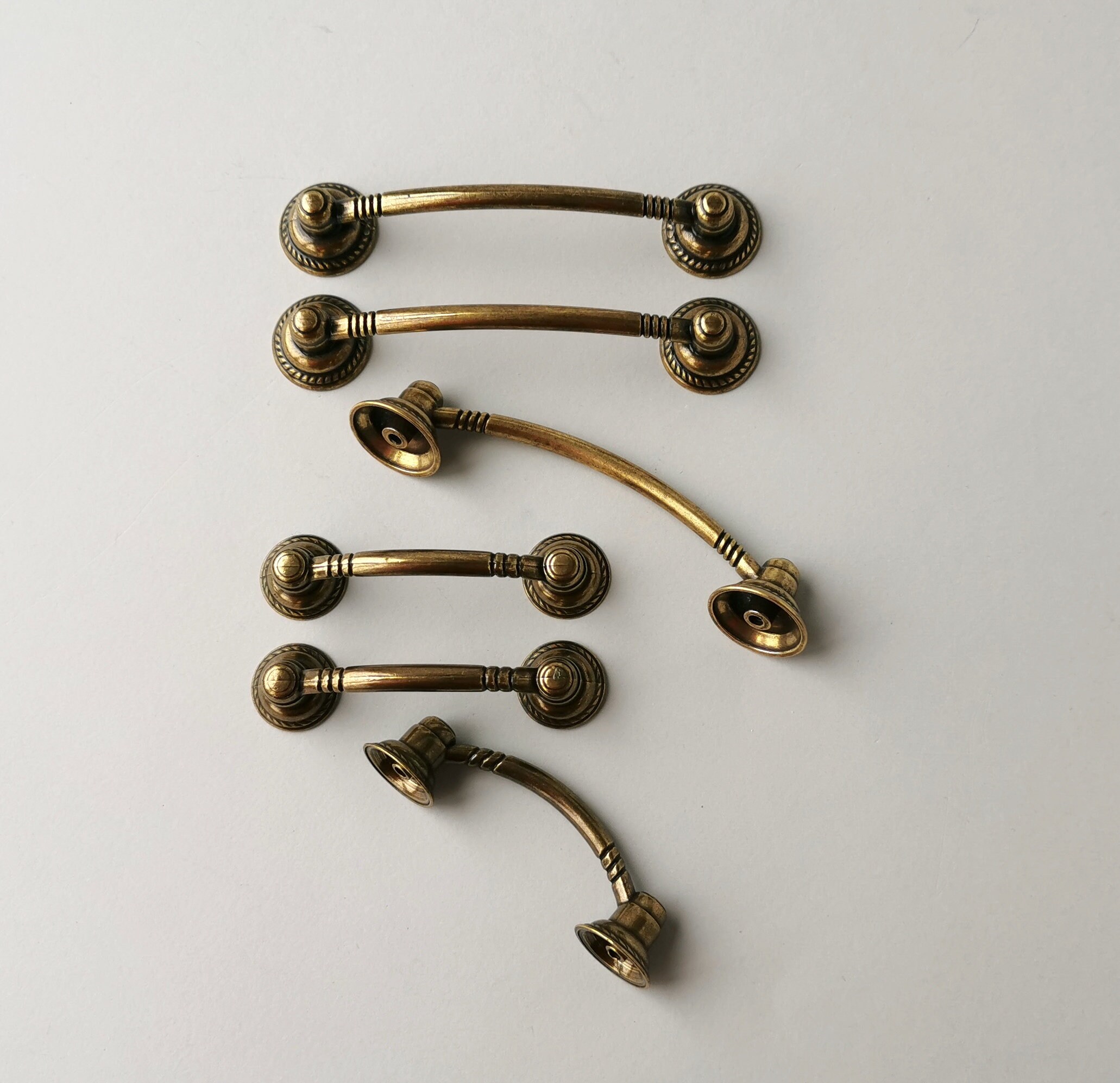 Set of 6 Brass Cabinet Handle. Boho Cabinet Pull. Brass Drawer Handle ...