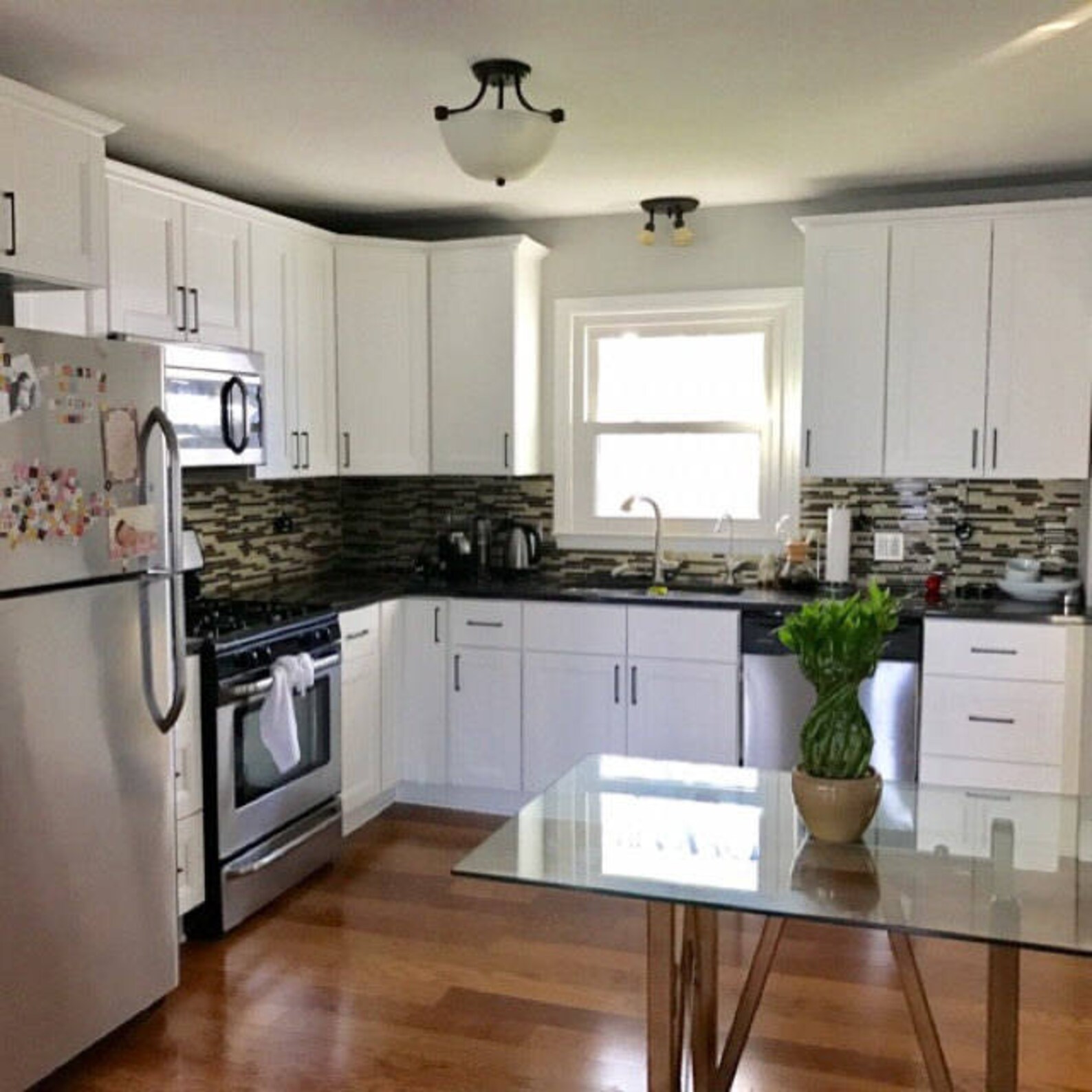 Set of 6 Modern Black Pull. Black Hardware